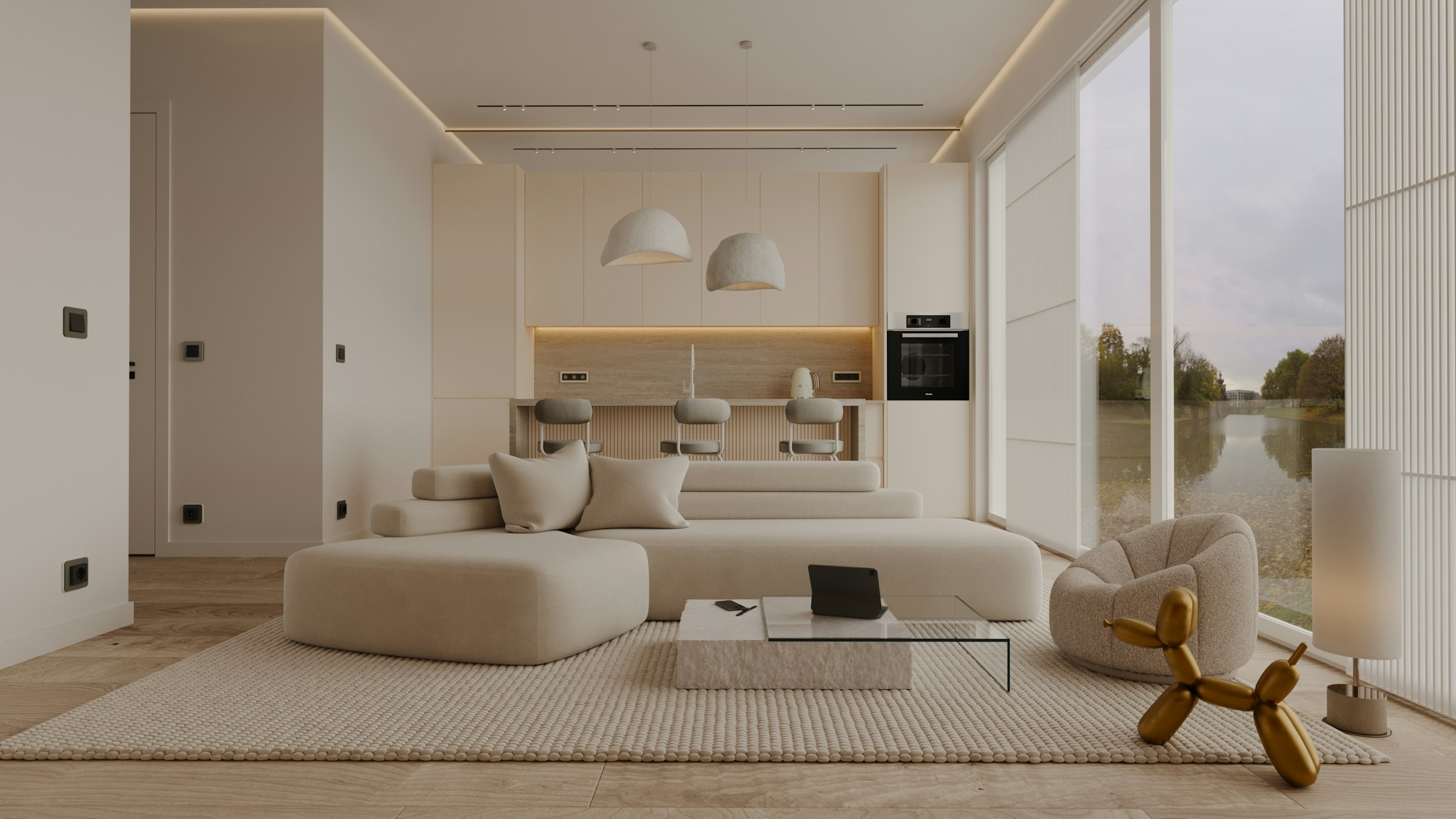 Luxury interior design with modern furniture